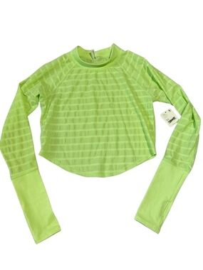 NWT FP Movement by Free People Lime Long Sleeve Athletic Yoga Top Women XS